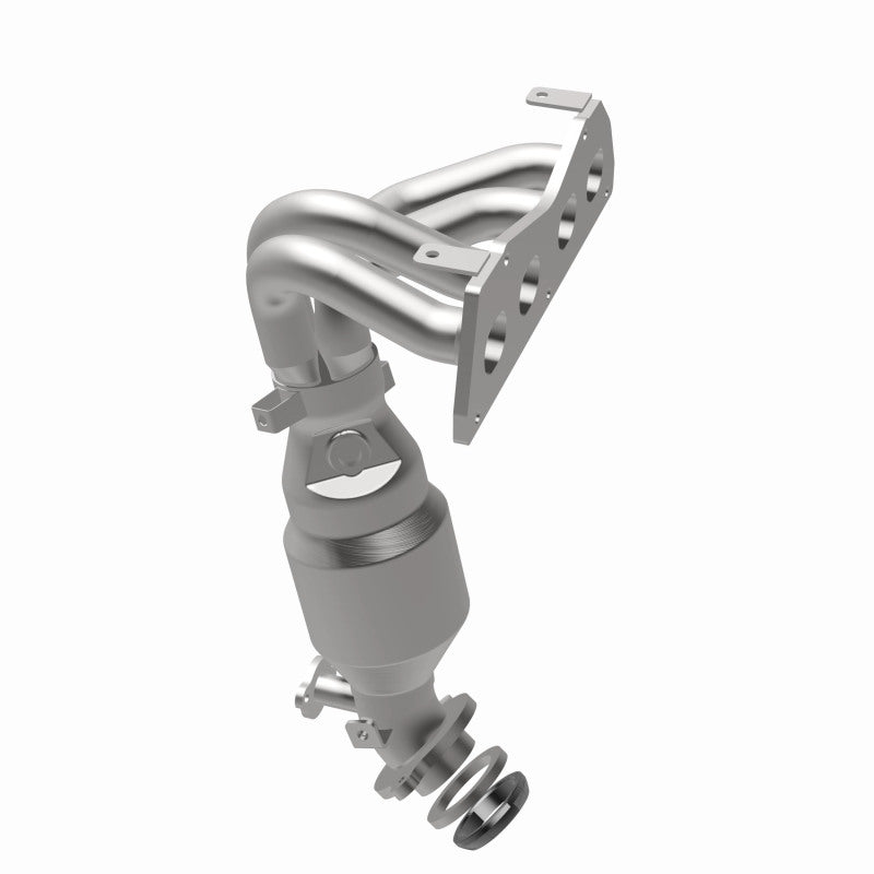 MagnaFlow 52520 oem grade manifold converter, opposite rear three-quarter view of the turntable spin