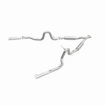 MagnaFlow 15717 street series cat-back exhaust, front three-quarter view of the turntable spin