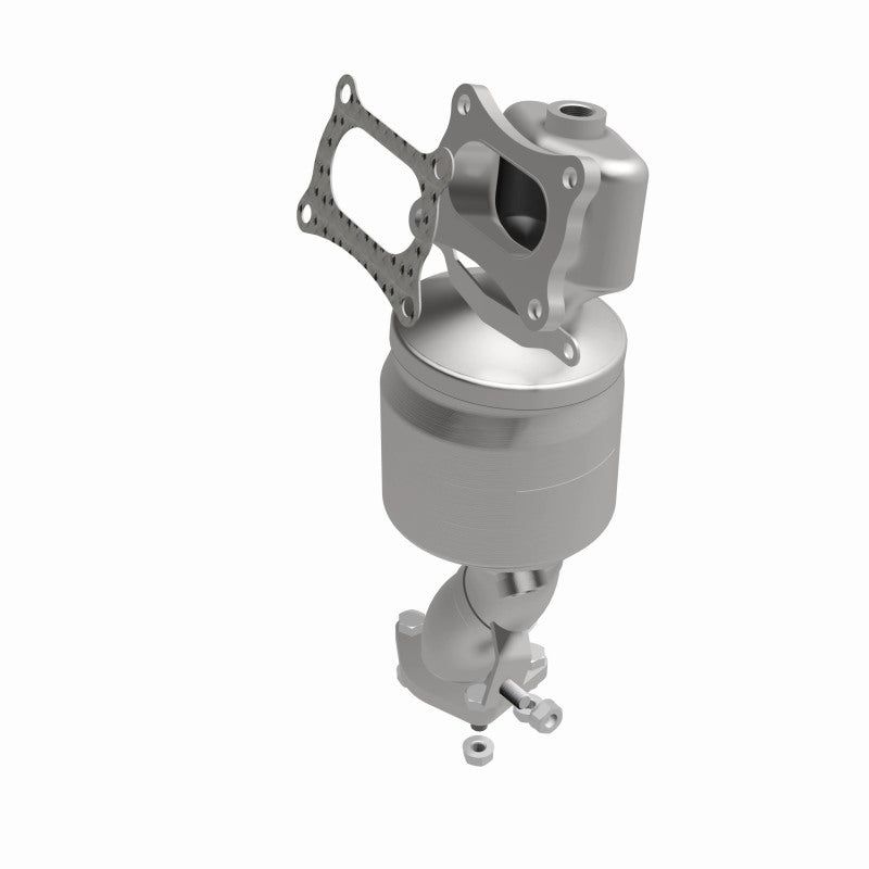 MagnaFlow 51995 oem grade manifold converter, front three-quarter view of the turntable spin