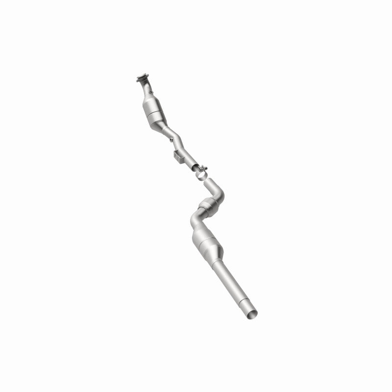 MagnaFlow 454041 carb direct-fit catalytic converter, rear three-quarter view of the turntable spin