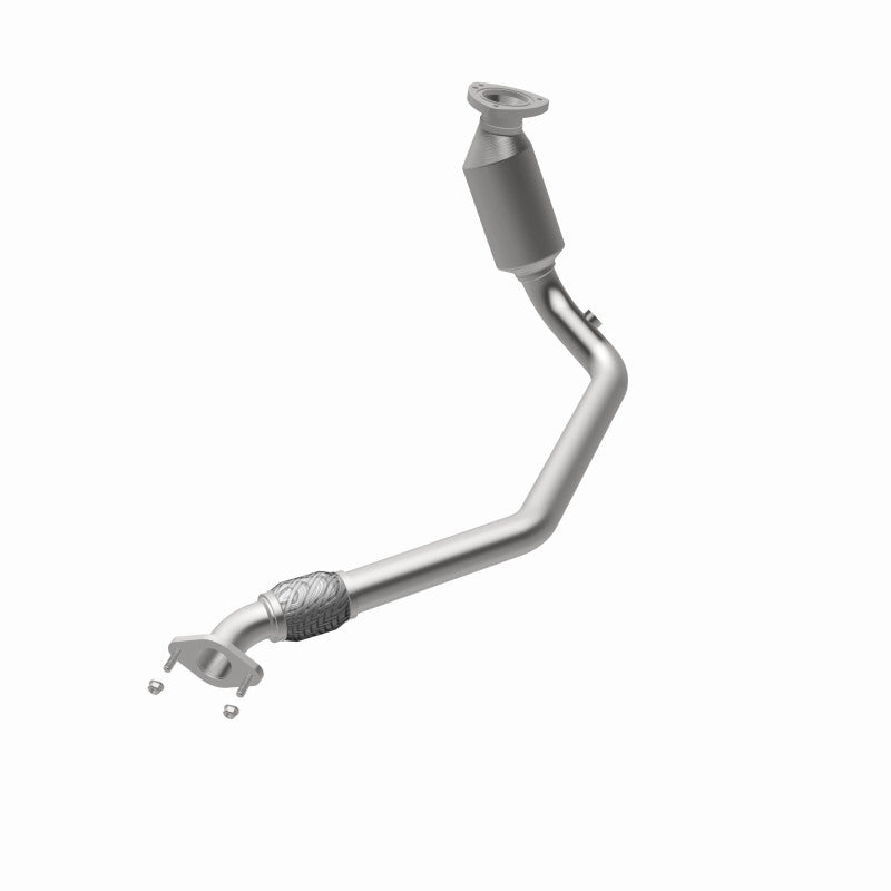 MagnaFlow 5461228 carb direct-fit catalytic converter, opposite rear three-quarter view of the turntable spin