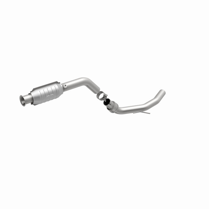 MagnaFlow 49031 oem grade direct-fit catalytic converter, opposite front three-quarter view of the turntable spin