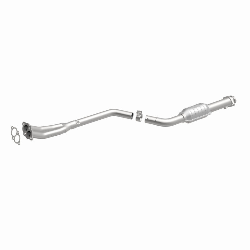 MagnaFlow 23098 hm grade direct-fit catalytic converter, front three-quarter view of the turntable spin