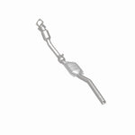 MagnaFlow 49913 oem grade direct-fit catalytic converter, rear three-quarter view of the turntable spin