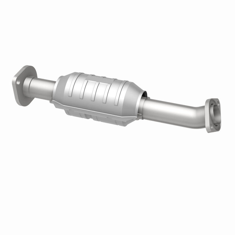 MagnaFlow 49566 oem grade direct-fit catalytic converter, opposite rear three-quarter view of the turntable spin