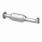 MagnaFlow 49566 oem grade direct-fit catalytic converter, opposite rear three-quarter view of the turntable spin