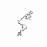 MagnaFlow 441122 carb direct-fit catalytic converter, opposite front three-quarter view of the turntable spin