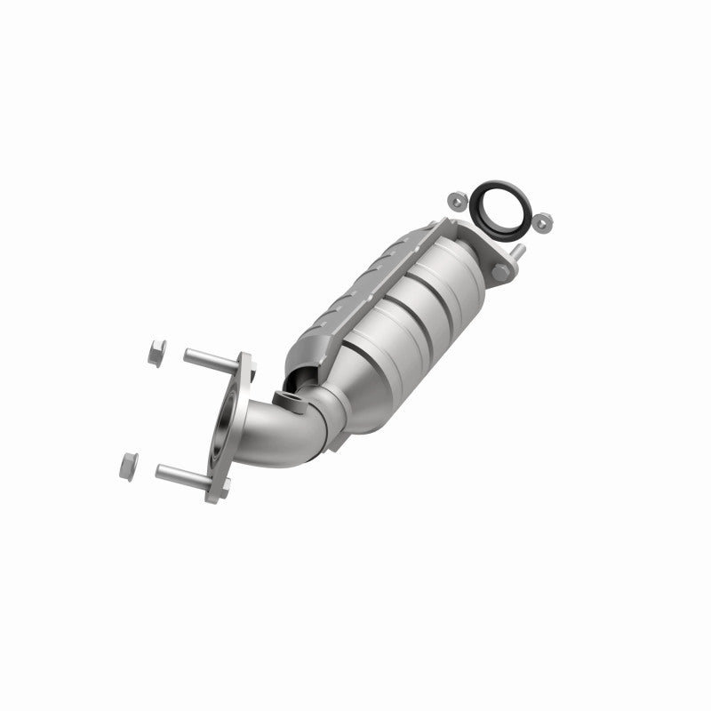 MagnaFlow 24403 hm grade direct-fit catalytic converter, opposite front three-quarter view of the turntable spin
