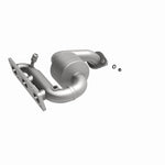 MagnaFlow 452045 carb manifold converter, front three-quarter view of the turntable spin