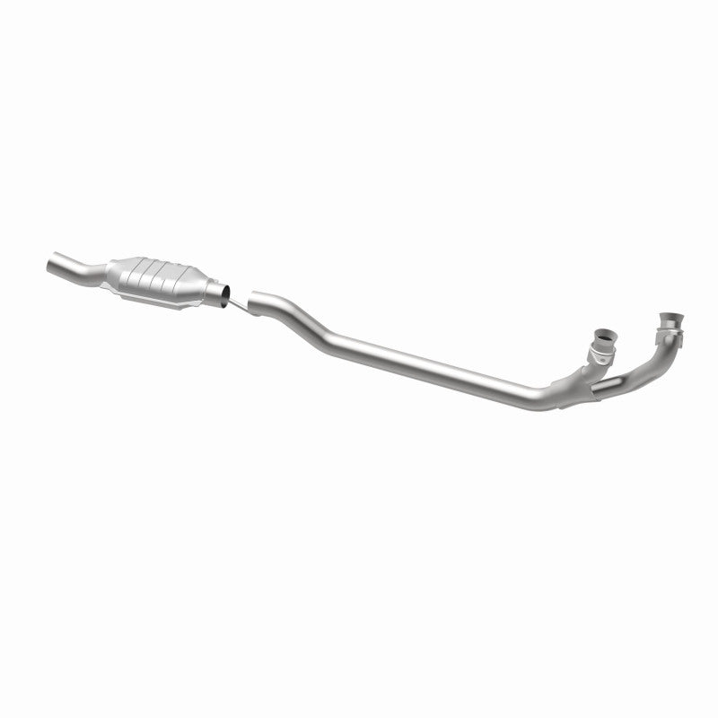 MagnaFlow 93302 epa direct-fit catalytic converter, opposite rear three-quarter view of the turntable spin