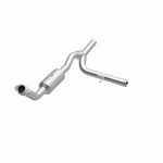 MagnaFlow 49410 oem grade direct-fit catalytic converter, opposite front three-quarter view of the turntable spin