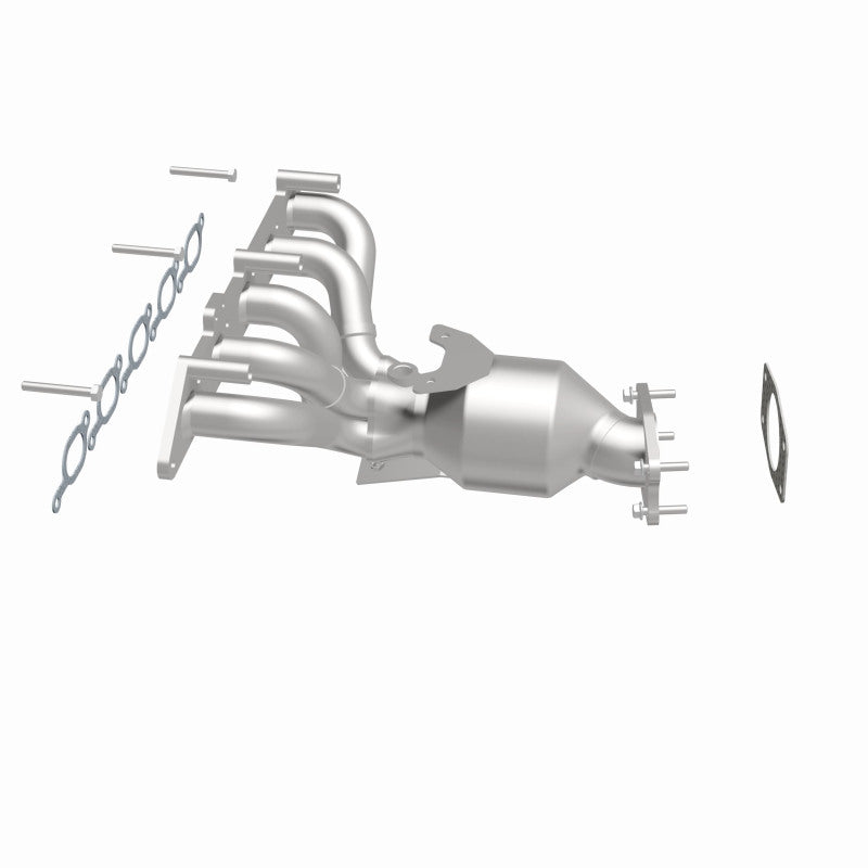 MagnaFlow 452425 carb manifold converter, side view of the turntable spin