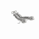 MagnaFlow 52276 oem grade direct-fit catalytic converter, front three-quarter view of the turntable spin