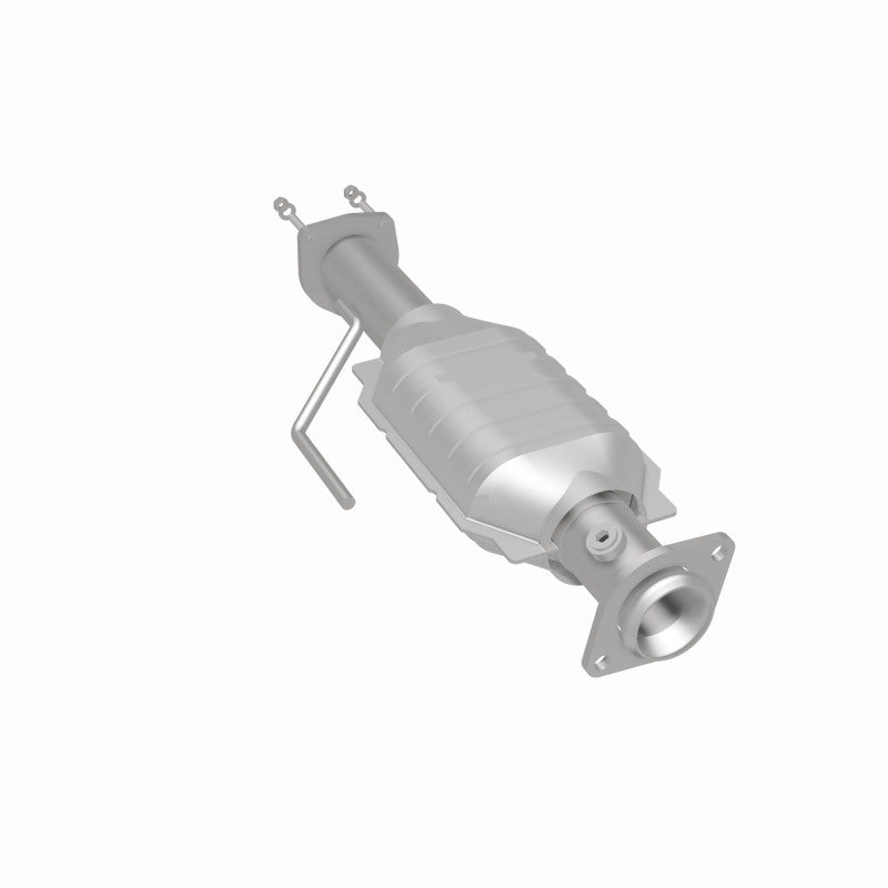 MagnaFlow 23297 hm grade direct-fit catalytic converter, rear three-quarter view of the turntable spin