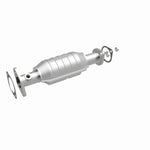 MagnaFlow 49102 oem grade direct-fit catalytic converter, front three-quarter view of the turntable spin