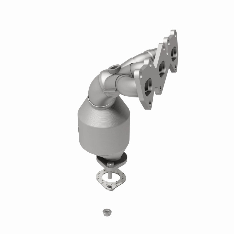 MagnaFlow 50445 hm grade manifold converter, opposite rear three-quarter view of the turntable spin