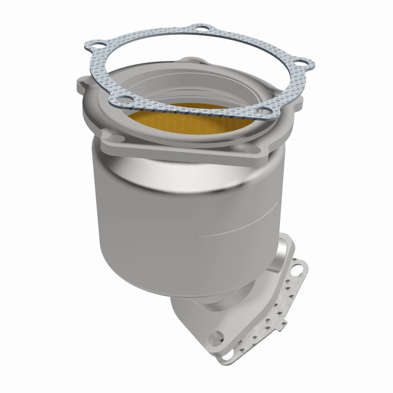 MagnaFlow 452020 carb direct-fit catalytic converter, front three-quarter view of the turntable spin