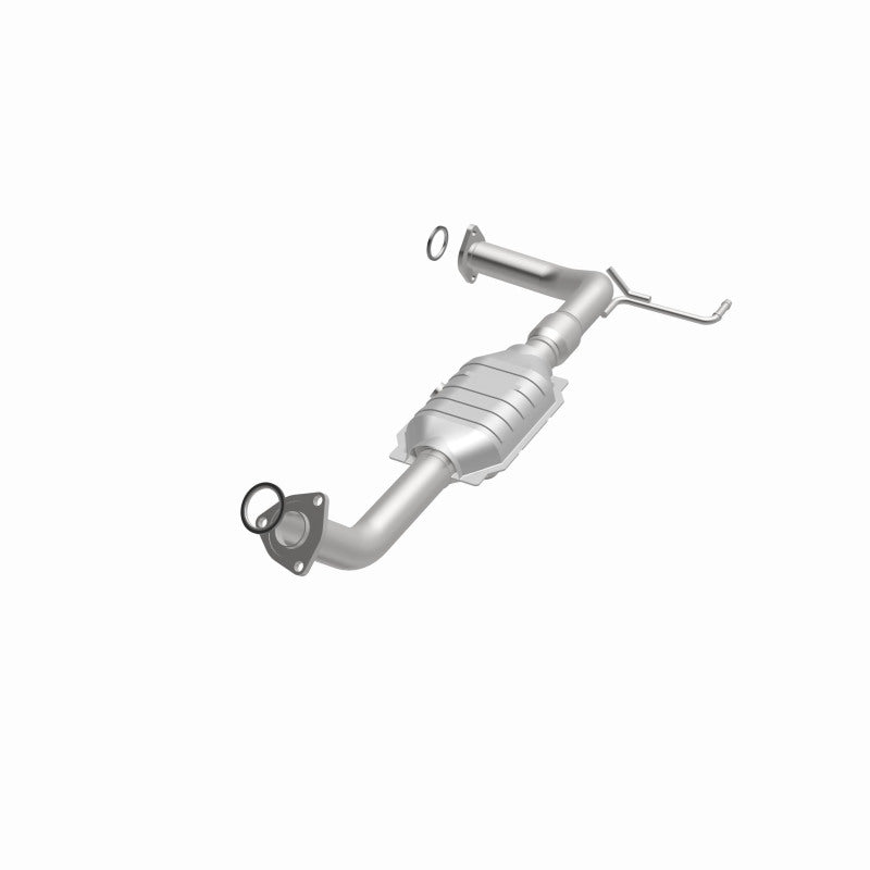 MagnaFlow 49592 oem grade direct-fit catalytic converter, opposite front three-quarter view of the turntable spin
