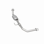 MagnaFlow 49118 oem grade direct-fit catalytic converter, rear three-quarter view of the turntable spin