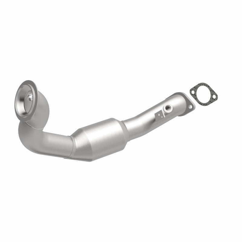 MagnaFlow 49766 oem grade direct-fit catalytic converter, front three-quarter view of the turntable spin