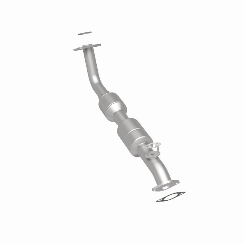 MagnaFlow 447266 carb direct-fit catalytic converter, rear three-quarter view of the turntable spin