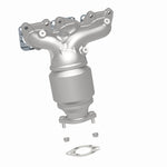 MagnaFlow 52783 oem grade manifold converter, rear three-quarter view of the turntable spin