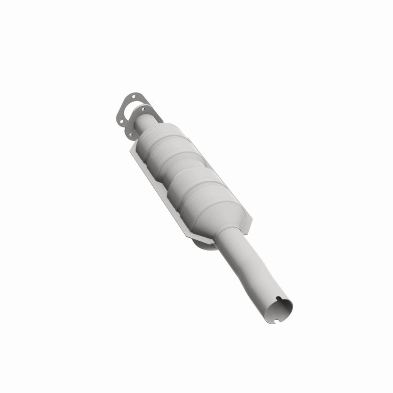 MagnaFlow 55320 hm grade direct-fit catalytic converter, rear three-quarter view of the turntable spin
