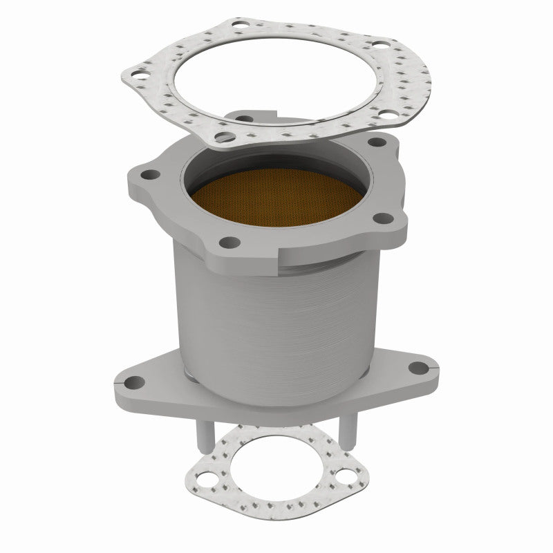 MagnaFlow 50671 hm grade direct-fit catalytic converter, rear view of the turntable spin