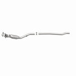 MagnaFlow 93279 hm grade direct-fit catalytic converter, front three-quarter view of the turntable spin
