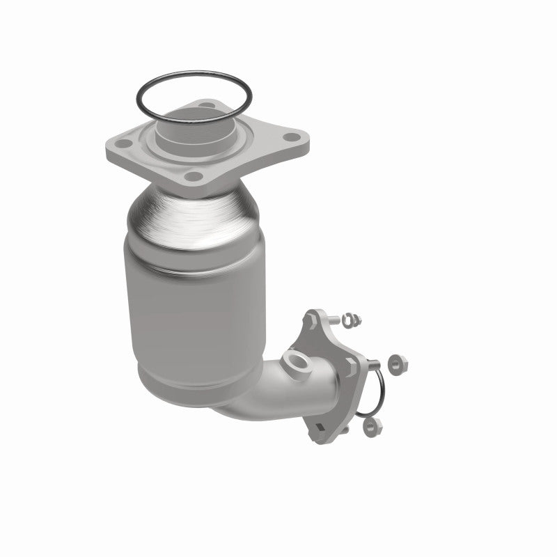 MagnaFlow 50219 hm grade direct-fit catalytic converter, opposite front three-quarter view of the turntable spin
