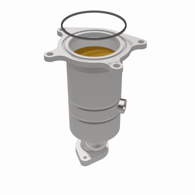 MagnaFlow 52232 oem grade direct-fit catalytic converter, opposite rear three-quarter view of the turntable spin