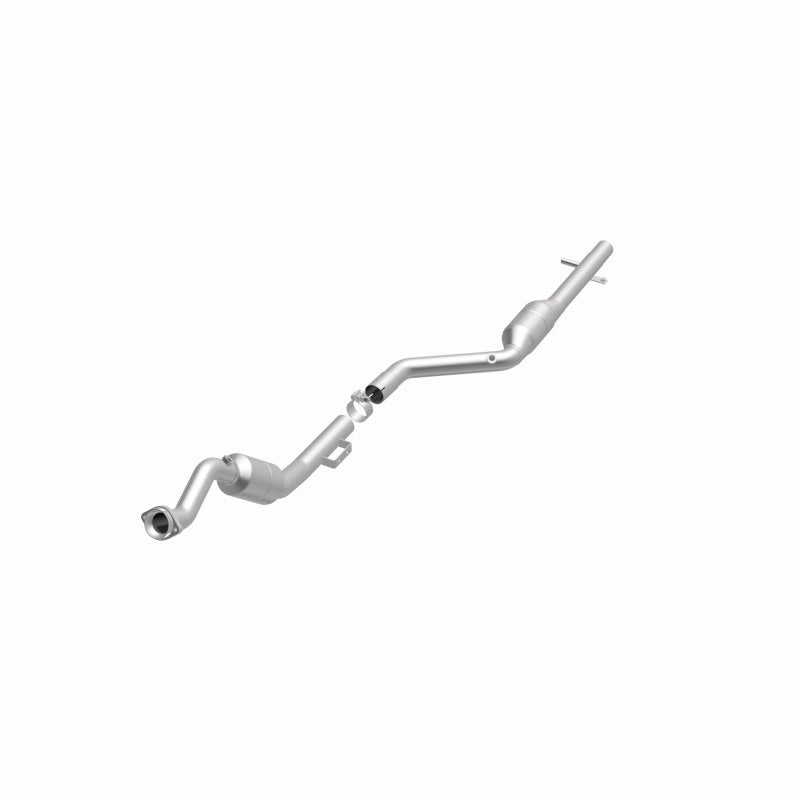 MagnaFlow 24008 hm grade direct-fit catalytic converter, opposite front three-quarter view of the turntable spin