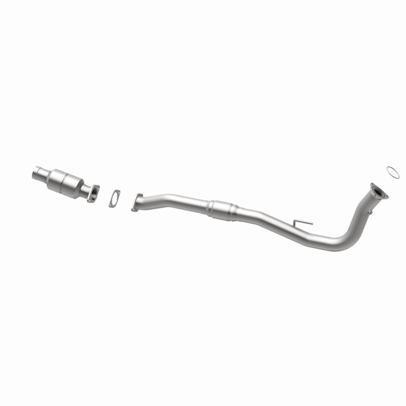 MagnaFlow 93466 hm grade direct-fit catalytic converter, opposite rear three-quarter view of the turntable spin