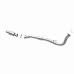 MagnaFlow 93466 hm grade direct-fit catalytic converter, opposite rear three-quarter view of the turntable spin
