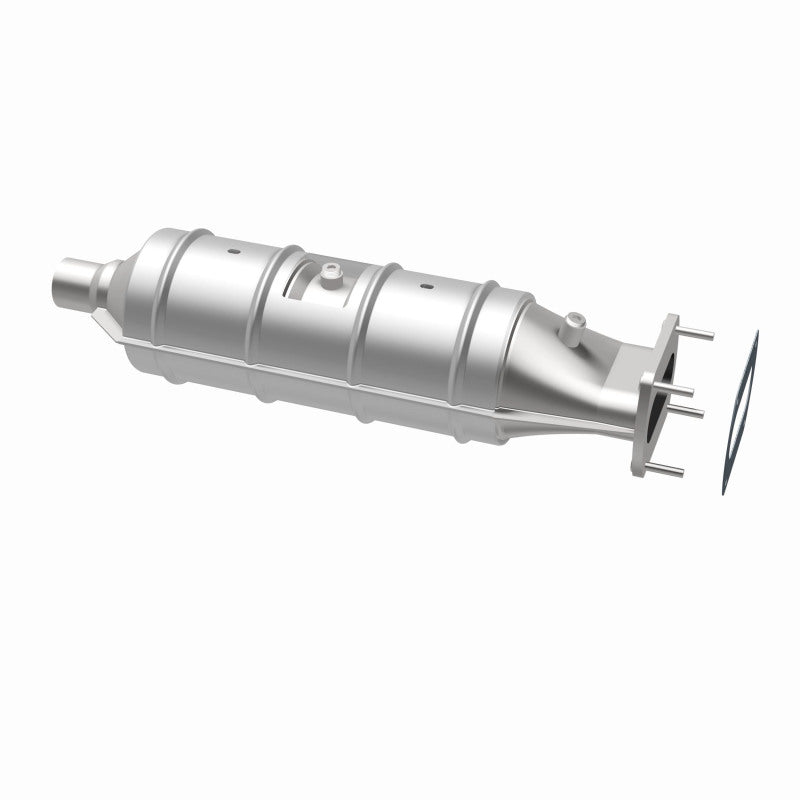 MagnaFlow 55213 epa direct-fit catalytic converter, opposite rear three-quarter view of the turntable spin