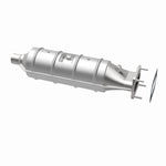 MagnaFlow 55213 epa direct-fit catalytic converter, opposite rear three-quarter view of the turntable spin