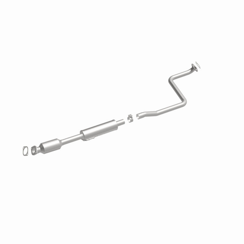 MagnaFlow 280039 oem grade direct-fit catalytic converter, front three-quarter view of the turntable spin
