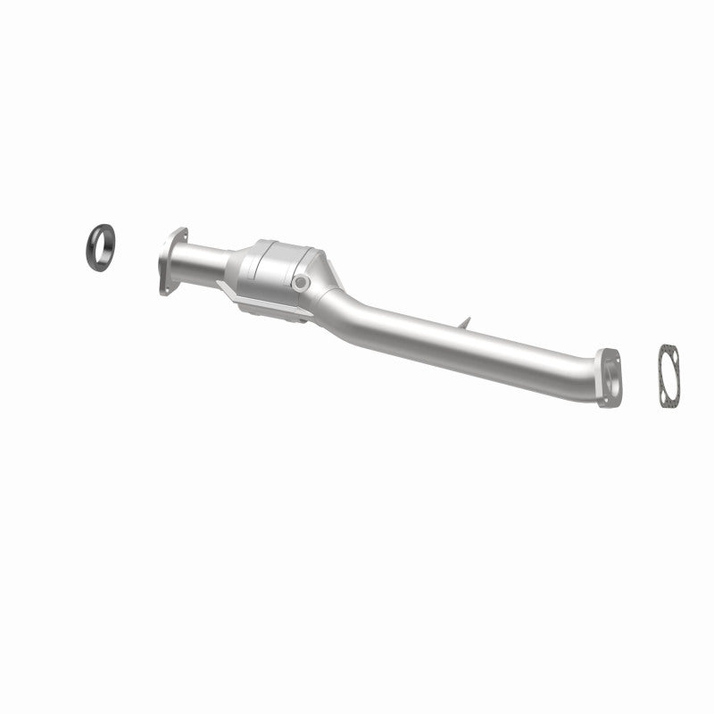 MagnaFlow 23147 hm grade direct-fit catalytic converter, opposite rear three-quarter view of the turntable spin