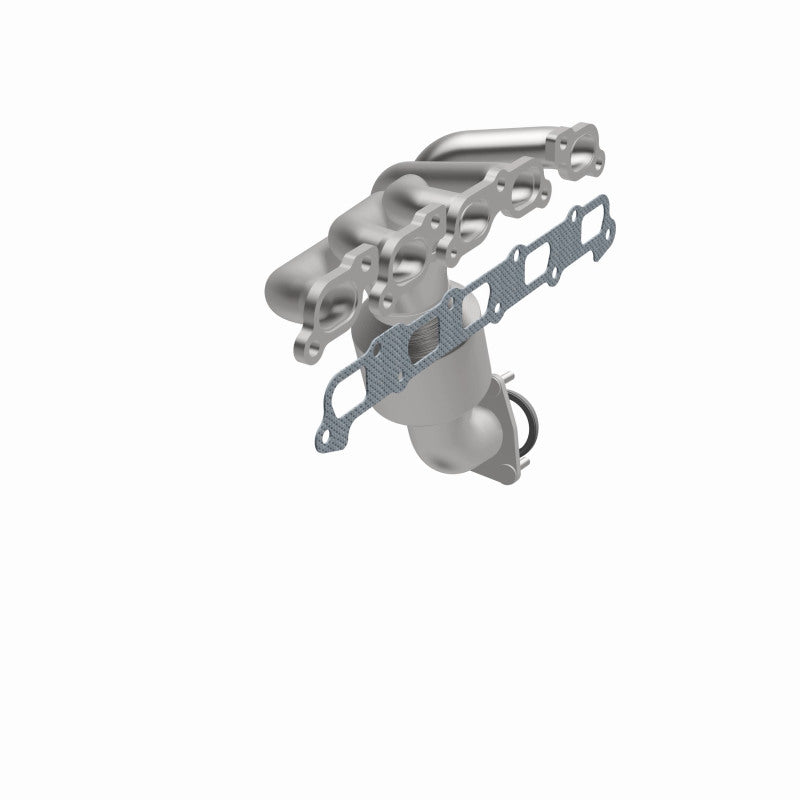 MagnaFlow 49353 oem grade manifold converter, opposite front three-quarter view of the turntable spin