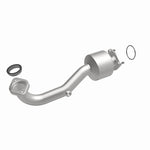 MagnaFlow 21-979 oem grade direct-fit catalytic converter, front three-quarter view of the turntable spin