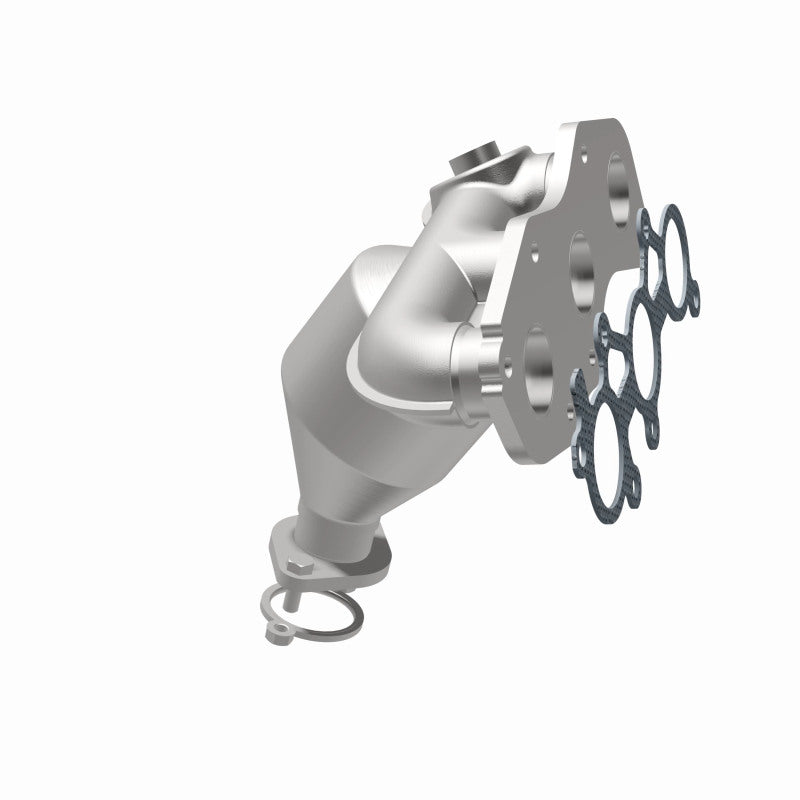 MagnaFlow 49693 oem grade manifold converter, opposite rear three-quarter view of the turntable spin