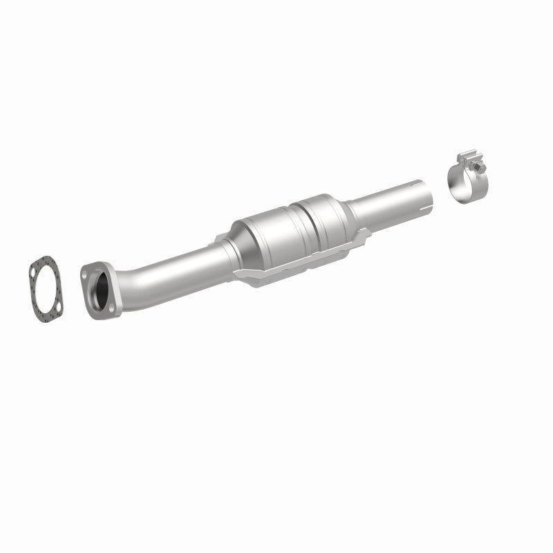 MagnaFlow 49151 oem grade direct-fit catalytic converter, front three-quarter view of the turntable spin