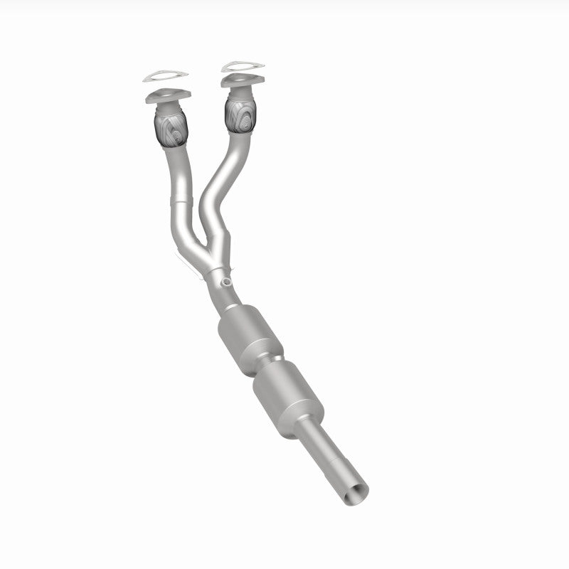 MagnaFlow 52289 oem grade direct-fit catalytic converter, rear three-quarter view of the turntable spin
