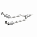 MagnaFlow 444080 carb direct-fit catalytic converter, front three-quarter view of the turntable spin