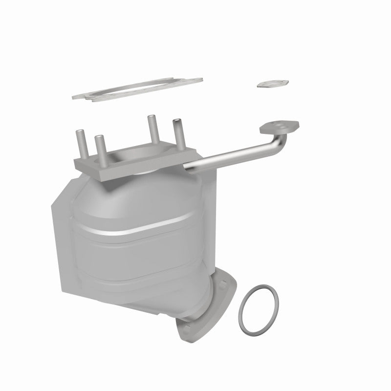 MagnaFlow 23649 epa direct-fit catalytic converter, rear three-quarter view of the turntable spin