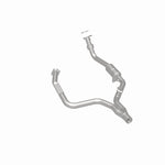 MagnaFlow 23476 hm grade direct-fit catalytic converter, rear three-quarter view of the turntable spin