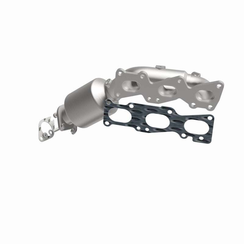 MagnaFlow 52778 oem grade manifold converter, front three-quarter view of the turntable spin