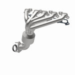 MagnaFlow 49353 oem grade manifold converter, opposite rear three-quarter view of the turntable spin