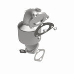 MagnaFlow 280054 oem grade direct-fit catalytic converter, front three-quarter view of the turntable spin