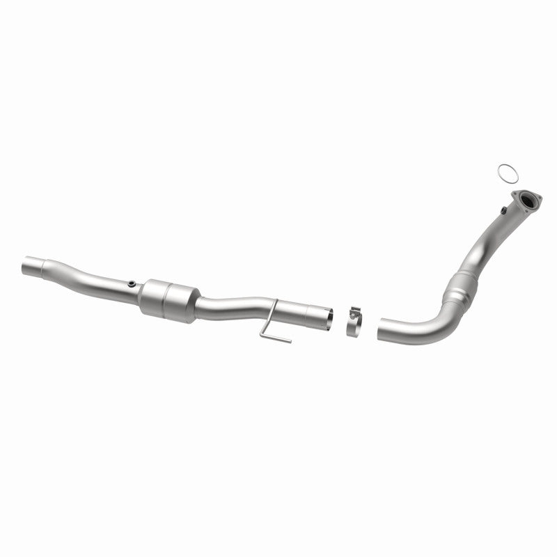 MagnaFlow 93465 hm grade direct-fit catalytic converter, opposite rear three-quarter view of the turntable spin